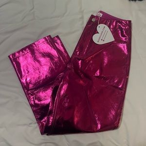 Buddy love, pink metallic pants